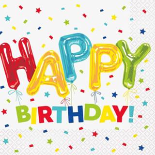 👉 Servet wit papier Haza Original Servetten Happy Balloon Birthday 16 Stuks 11179731022