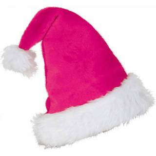 👉 Kerstmuts roze pluche polyester Voor Volwassenen 8719538007574