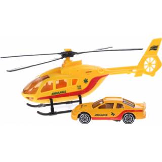 👉 Helikopter geel kunststof Toi-toys Rescue Team Set Met Auto Ambulance 8718807969568