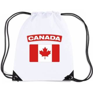 Rugzak wit nylon Canada Rijgkoord Rugzak/ Sporttas Met Canadese Vlag 8719538510586