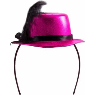 👉 Mini hoedje roze synthetisch Metallic 8718758688051