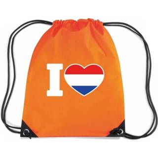 👉 Rugzak oranje nylon Rijgkoord Rugzak/ Sporttas I Love Holland 8719538509696