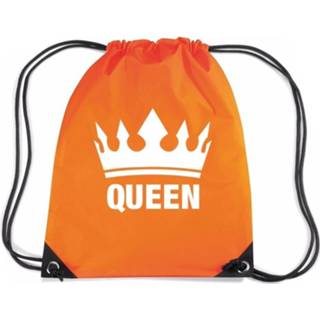 👉 Rugzak oranje nylon Rijgkoord Rugzak/ Sporttas Queen 8719538509627