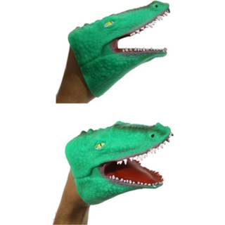 👉 Handpop groene kunststof groen Krokodil 15 Cm 8719538617322