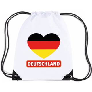 👉 Rugzak wit nylon Duitsland Rijgkoord Rugzak/ Sporttas Met Duitse Vlag In Hart 8719538511613