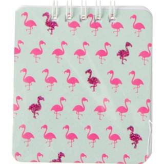 👉 Notitieboek groen roze Lg-imports Notitieboekje Flamingo Groen/roze 8719817321377