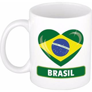 👉 Beker keramisch multikleur Hartje Brazilie Mok / 300 Ml 8719538176591