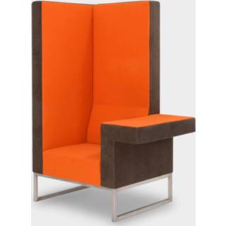 👉 Fauteuil oranje grijs Palau Bricks (designed by Robert Bronwasser), oranje-grijs, slede onderstel