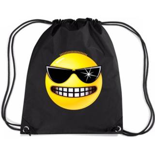 👉 Rugzak zwart nylon Emoticon Stoer Rugzak/ Sporttas Met Rijgkoord 8719538512306