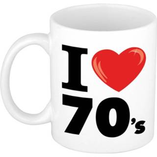 👉 Koffiemok keramisch multikleur I Love 70's / Beker 300 Ml - Cadeau Seventies Liefhebber 8719538479050
