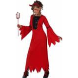 Jurk polyester rood meisjes Voordelig Halloween Duivel Jurkje Voor 140 (10-12 Jaar) 8719538262195