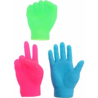 👉 Vingerpop roze siliconen blauw Toi-toys Vingerpoppen Kleine Handen 6.5 Cm 8718807980631