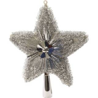 👉 Kerstboom zilver kunststof zilverkleurig Piek Glitters 23 Cm 8719538391208