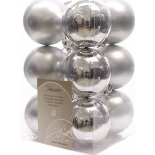👉 Kerstbal zilver kunststof zilverkleurig Kerst Kerstballen 6 Cm Christmas Silver 12 Stuks 8719538304741