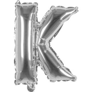 👉 Zilver zilverkleurig Boland Ballon Letter K 36 Cm 8712026221100