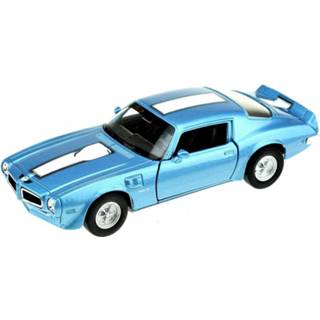 👉 Modelauto kinderen active multi wit blauw metaal Pontiac Firebird Trans Am 1972 blauw/wit 1:34