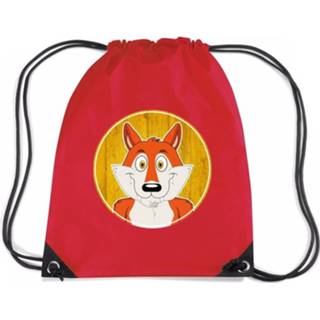 👉 Rugtas rood nylon kinderen Vossen Rijgkoord / Gymtas - 11 Liter Voor 8719538527072
