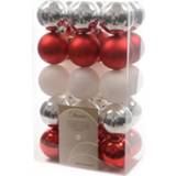 👉 Kerstbal rood wit zilver kunststof multikleur Hhcp Kerstballen Set - 30 Stuks 60mm Rood, Zilver, 8718533552621