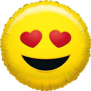 👉 Folie geel Ballon Verliefde Smiley 35 Cm - Folieballon Emoticon 8719538406421