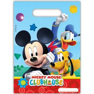 👉 Feestzakje kunststof multikleur kinderen Mickey Mouse Kinderfeest Thema Feestzakjes - 6x Stuks Uitdeelzakjes/snoepzakjes/cadeauzakjes 8718758562191