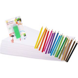👉 Potlood papier kinderen Kleurpakket Met Papier, Potloden En Gum/punteslijper - Tekeken Voor Cadeau 8719538381971
