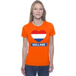 👉 Vlag oranje synthetisch vrouwen Holland Hart Shirt Dames - O 8719538441668