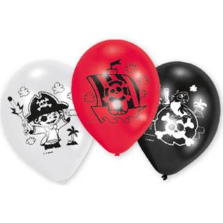 👉 Ballon wit zwart rood Amscan Ballonnen Piraten 22,8 Cm Wit/zwart/rood 6 Stuks 13051739126