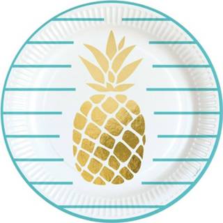 👉 Bord papier multikleur 8x Ananas Bordjes 23 Cm 8719538442146