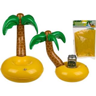 👉 Multikleur Opblaas Drank Houder Palmboom 35 Cm 8719538569430