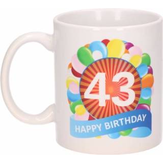 👉 Beker 43 jaar cadeau 300 ml ballon thema