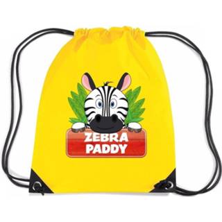 👉 Rugtas geel nylon kinderen Paddy De Zebra Rijgkoord / Gymtas - 11 Liter Voor 8719538526501