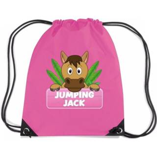 👉 Rugtas roze nylon kinderen Jumping Jack Paarden Rijgkoord / Gymtas - 11 Liter Voor 8719538526204