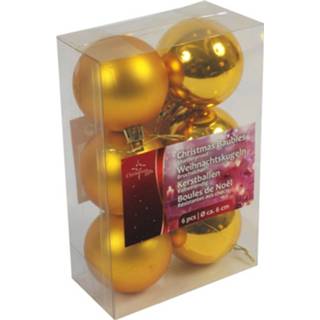 Kerstbal gouden kunststof goudkleurig Kerstballen Kerstversiering Van Kunstof 6 Stuks Cm 8719538755154