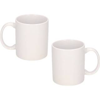 👉 Koffiemok witte keramisch wit 2x Onbedrukte Mok 300 Ml - Blanco Koffiemokken 8719538529397