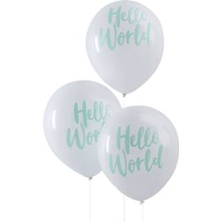 👉 Ballon wit Ballonnen - Hello World (10 Stuks) 5055995931766