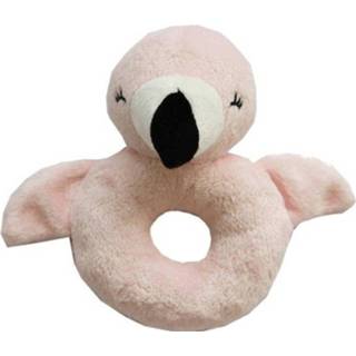 Knuffel roze pluche Rammelaar Flamingo 8719538734081