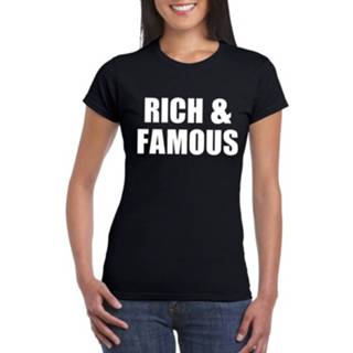 Shirt zwart synthetisch l vrouwen Rich & Famous Tekst T-shirt Dames 8719538541269