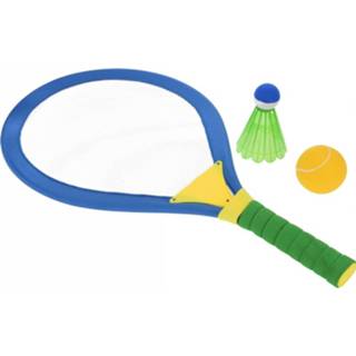 👉 Kunststof groot groen 4-delige Tennis/badminton Set 8719538603622