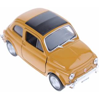 👉 Schaalmodel bruin kunststof Welly Fiat 500 Classic Pull-back 8718807966352