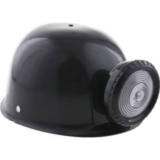 Helm zwarte kunststof zwart Mijnwerker Voor Volwassenen 8718758695875