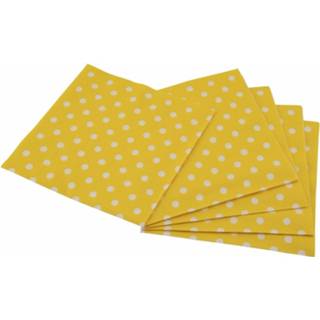 👉 Servet gele witte papier geel 16x Stuks Verjaardags Servetten Met Stippen 33 Cm - Feest 8719538143548