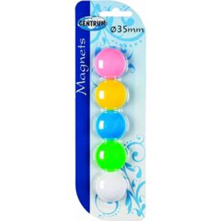 👉 Koelkast metaal multikleur 5x Stuks Gekleurde Magneten Van 35 Mm - Memo Of Hobby Speelgoed 8719538096110