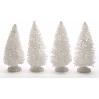 👉 Kerstdorp kunststof wit Onderdelen 4x Besneeuwde Decoratie Dennenbomen 10 Cm - Kerstdorpje Maken Kerstbomen 8719538117129