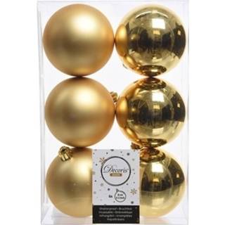 👉 Kerstbal gouden kunststof glans plastic goud goudkleurig 6x Kerstballen 8 Cm - Mat/glans Kerstboomversiering 8719538110762