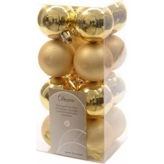 👉 Kerstbal gouden kunststof glans plastic goud goudkleurig 16x Kerstballen 4 Cm - Mat/glans Onbreekbare Kerstboomversiering 8719538110519