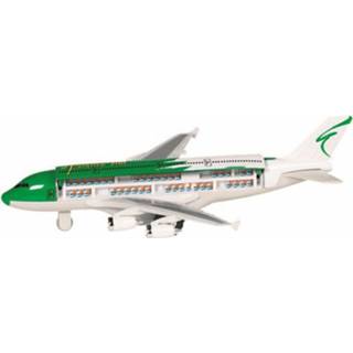 👉 Vliegtuig groen wit Speelgoed Passagiers Groen/wit 19 Cm 8718758836698