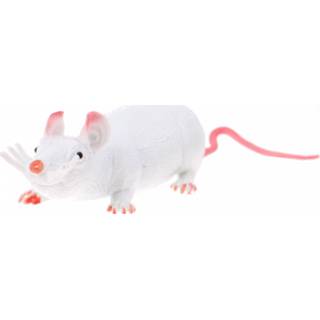 👉 Wit siliconen Johntoy Rat Animal World 30 Cm 8719817007066