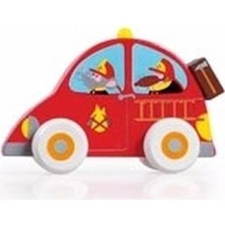 Houten speelgoed rode hout rood Brandweerauto 10 Cm 8719538220621
