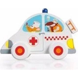 Witte hout kinderen ambulance voor