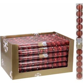 Kerstboom rood kunststof Decoratie Kerstballen Mix 12 Stuks 5 Cm 8719538102774